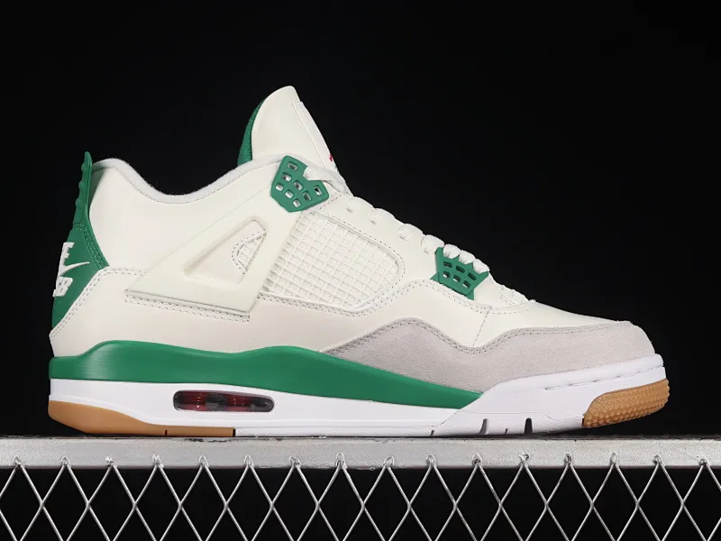 All categories Air Jordan Jordan series basketball shoes Air Jordan 4 pure original version Nk SB x Air Jordan 4 "Pine Green" AJ4 Joe 4 joint white green DR5415-103